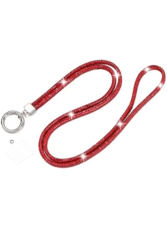 Luxuria Crossbody phone strap, crystal phone strap with sparkling rhinestones, glitter phone band for most phones, iPads, handbags, wallets, and neck phone holder for women (red color) - Image 3