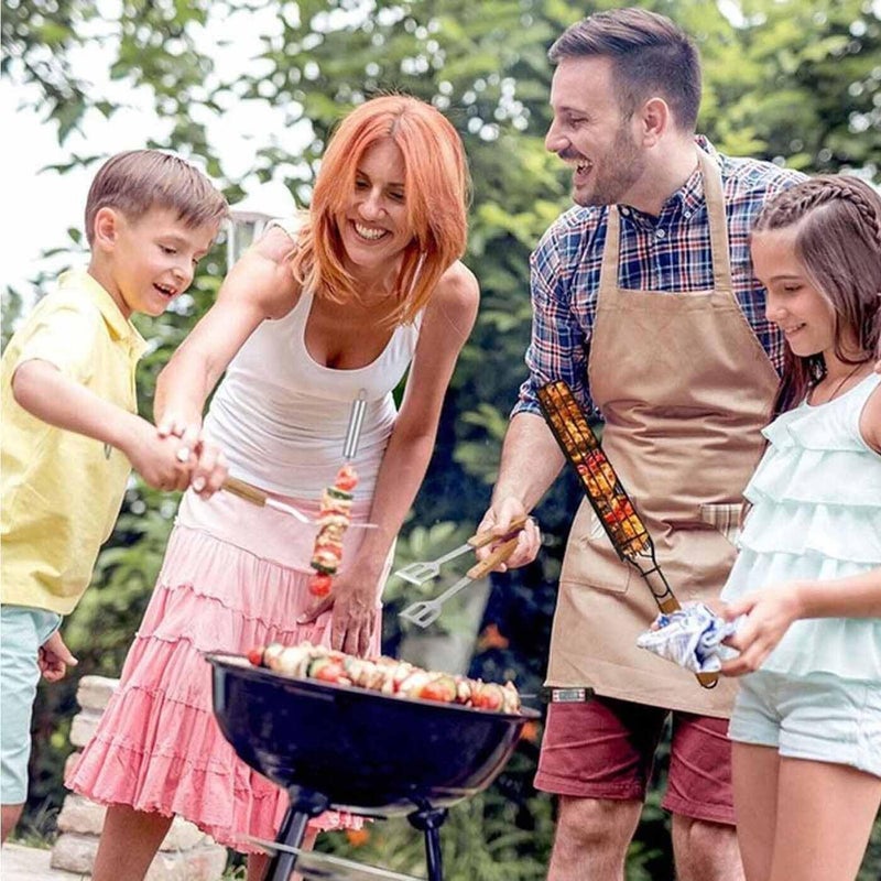 TGOPIT BBQ Grill Basket, Single Non-Stick Kebab Barbeque Basket with Heat Resistant Long Wooden Handle, Reusable BBQ Tool for Cooking Sausages/Vegetables/Meat Outdoor Picnic,and Camping(1Pcs) - Image 5