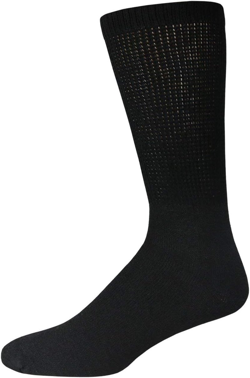 Brooklyn Socks 6 Pairs of Cotton Diabetic Non-Binding Neuropathy Crew Socks (Black, Fits Mens Shoe Size 8-10/Womens shoe size 9-11) - Image 4
