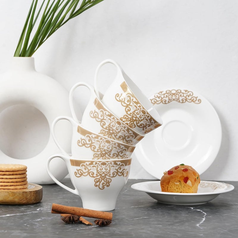 Dandy lines England by DATA Dandy Lines Regalia Luster Gold 54008 Cups and Saucers Tea Cup and Saucer Set Mugs and Saucer Set for Tea Coffee Pack of 12 - Image 1