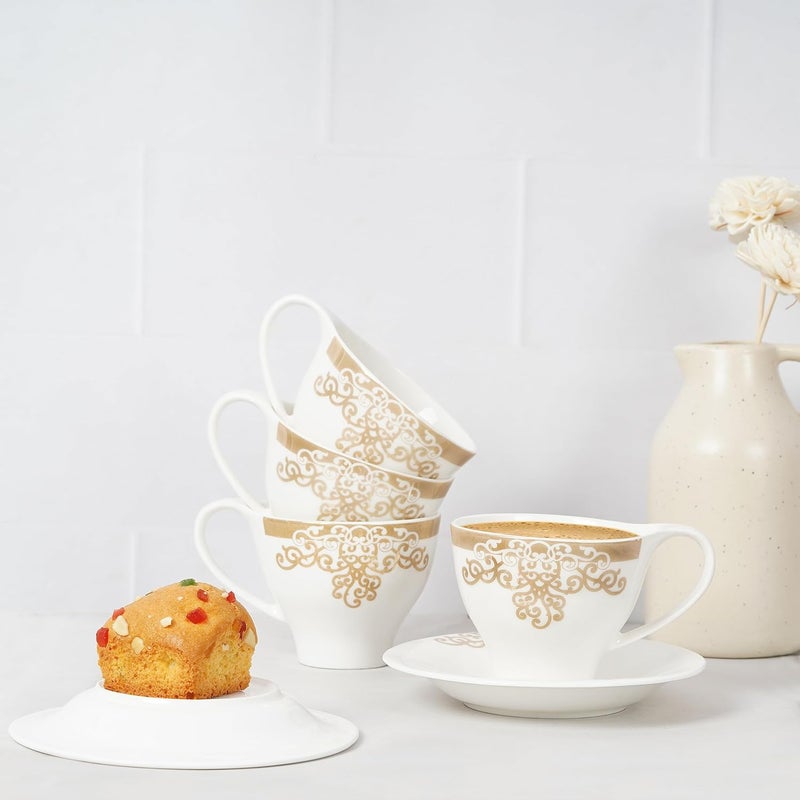 Dandy lines England by DATA Dandy Lines Regalia Luster Gold 54008 Cups and Saucers Tea Cup and Saucer Set Mugs and Saucer Set for Tea Coffee Pack of 12 - Image 3