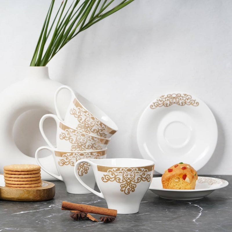 Dandy lines England by DATA Dandy Lines Regalia Luster Gold 54008 Cups and Saucers Tea Cup and Saucer Set Mugs and Saucer Set for Tea Coffee Pack of 12 - Image 5