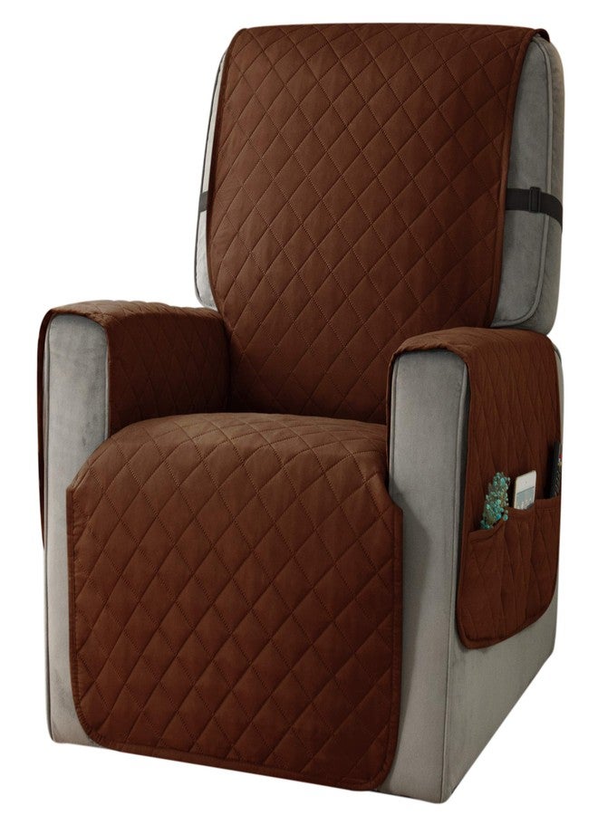 Ouka غطاء كرسي استرخاء للكلاب من أوكا، عرض المقعد يصل إلى 25 بوصة، غطاء قماش قابل للعكس لحماية الكراسي والأرائك الصغيرة مع أشرطة مطاطية، غطاء كرسي بذراعين مانع للانزلاق للحيوانات الأليفة والأطفال (صغير، لون قهوة داكن) - Image 1