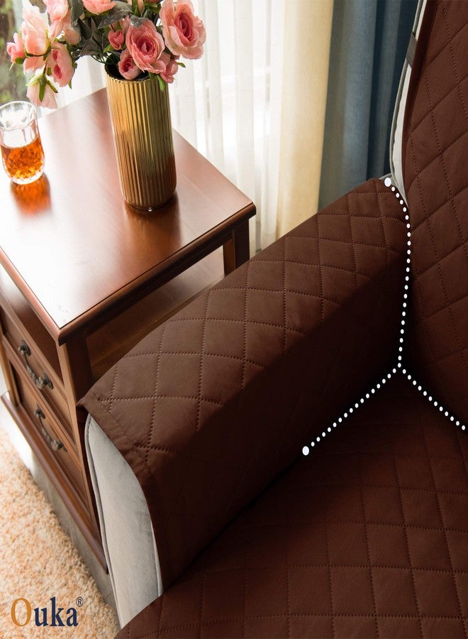 Ouka غطاء كرسي استرخاء للكلاب من أوكا، عرض المقعد يصل إلى 25 بوصة، غطاء قماش قابل للعكس لحماية الكراسي والأرائك الصغيرة مع أشرطة مطاطية، غطاء كرسي بذراعين مانع للانزلاق للحيوانات الأليفة والأطفال (صغير، لون قهوة داكن) - Image 5