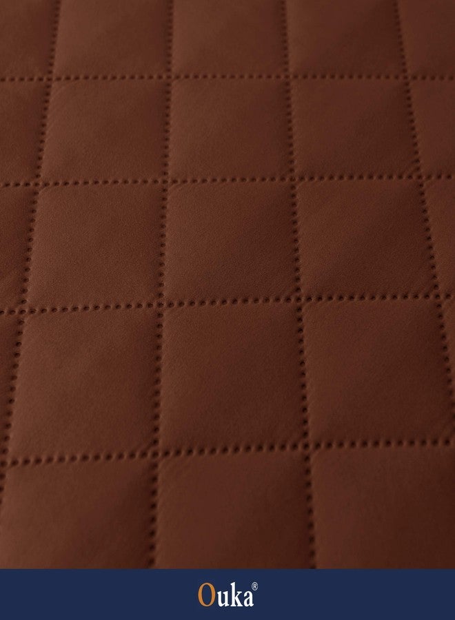 Ouka غطاء كرسي استرخاء للكلاب من أوكا، عرض المقعد يصل إلى 25 بوصة، غطاء قماش قابل للعكس لحماية الكراسي والأرائك الصغيرة مع أشرطة مطاطية، غطاء كرسي بذراعين مانع للانزلاق للحيوانات الأليفة والأطفال (صغير، لون قهوة داكن) - Image 4