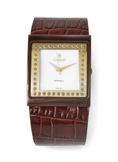 GENEVAL Leather Strap Analog Wrist Watch GLS044GWO 34mm Brown  - Image 1