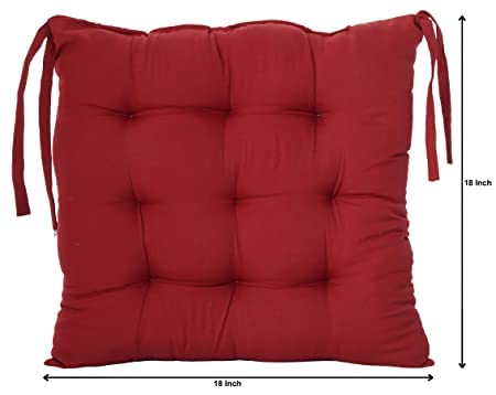 TEEJA Geomatric Printed Microfiber Durable Comfortable Soft Square Chair Pad Cushion Seat Pad with Ties 16INCHES 16 INCHES RED 5 - Image 5
