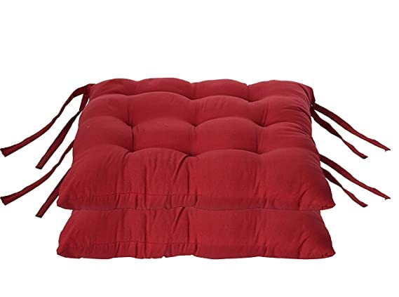 TEEJA Geomatric Printed Microfiber Durable Comfortable Soft Square Chair Pad Cushion Seat Pad with Ties 16INCHES 16 INCHES RED 5 - Image 4