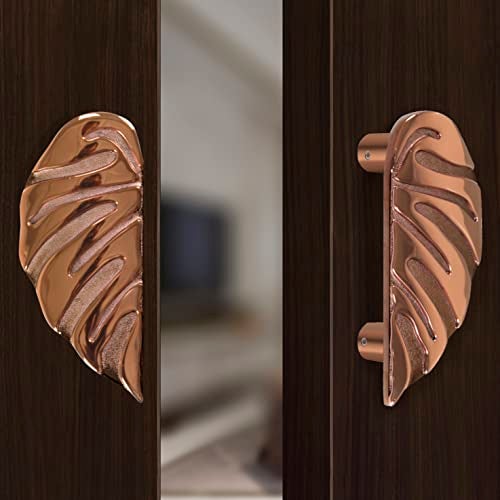 Plantex Heavy Duty Main Door Handle/6-Inches Leaf Shape Door Pull Handle For Main Door/Pull Push Door Handle Set (295-Rose Gold Finish) - Image 1
