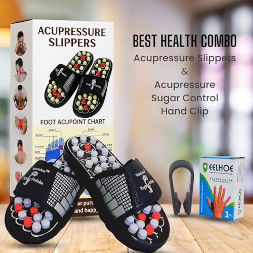 ValueLinker™ Acupressure Foot Massager Slippers | Get FREE Sugar Control Hand Clip | Reflexology Massage for Blood Circulation | Overall Body Pain and Stress Relief | For Men & Women | Size - 10 - Image 2