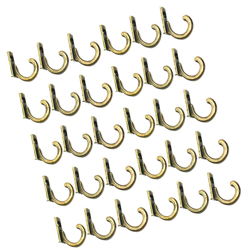 DDlife 30pc Vintage Bronze Wall Mounted Single Hook HangersWall HooksHooks for Hanging with 30 Pieces Screws for Jewelry Keys Hats and Other Small Items
