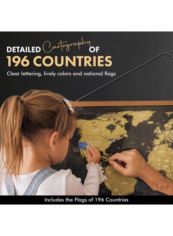 MIGHTY SKINS XL Scratch Off World Map with 196 Country Flags 36" x 24" Frameable World Map with Vibrant Colors and Premium Gold Coating, Beautiful Scratch Map for Travelers, Black  - Image 3