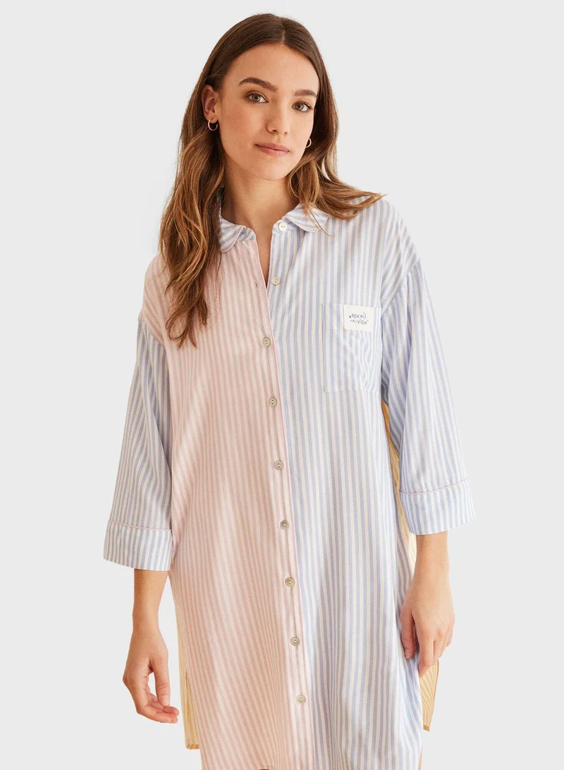 ومن سيكريت Button Down Striped Shirt Dress