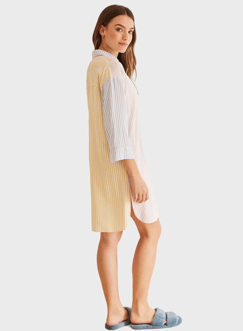 ومن سيكريت Button Down Striped Shirt Dress