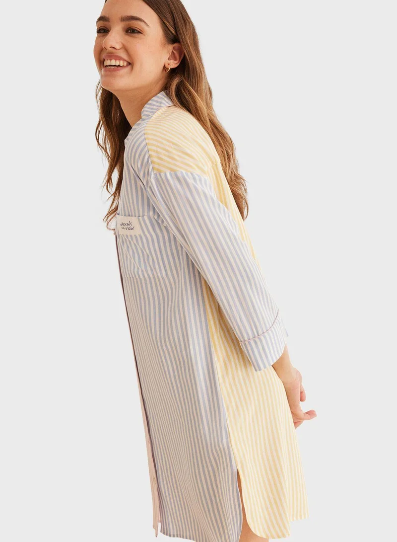 ومن سيكريت Button Down Striped Shirt Dress
