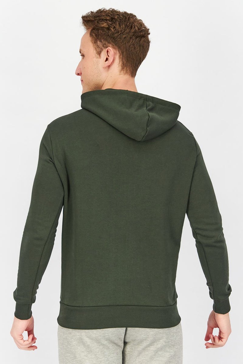 Baldinini Men Hooded Brand Logo Long Sleeves Sweatshirt, Green and Black - Image 3