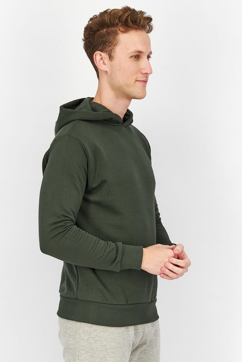 Baldinini Men Hooded Brand Logo Long Sleeves Sweatshirt, Green and Black - Image 2