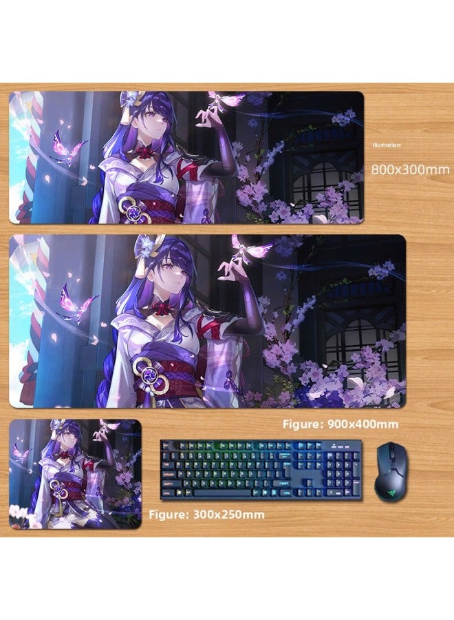 Unlocked Genshin Impact Mouse Pad Extra Large Animation Kamisato Ayaka Thunder General Two-Dimensional Keyboard Computer Game-Color:70x35cm Thickness 3mm-Pattern:YS10  - Image 1