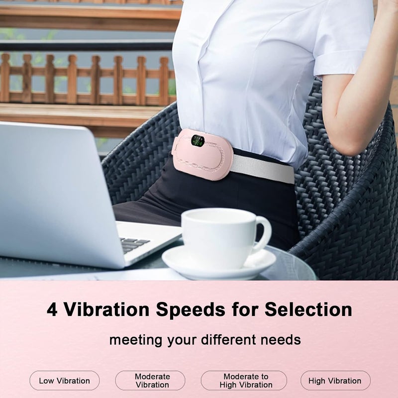 Eacam Heating Pad Electric Waist Belt Device Portable Cordless Fast Heating 3 Temperature Modes 4 Massage Speeds for Back Pain Relief USB Charging Belly Warm Heating Pad for Girls Women - Image 3