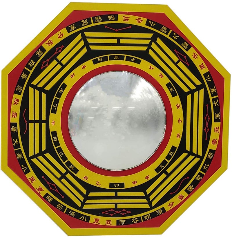 Homenique Wooden Feng Shui Vastu Bagua Pakua Convex Mirror Deflect Negativity and Door Protection 11 Inch - Image 1
