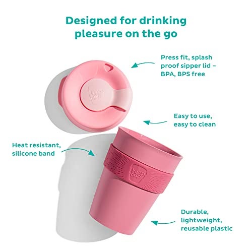 KeepCup Original, Lightweight Plastic Reusable Coffee Cup with Splashproof Sipper Lid - Medium 12oz/340ml - Moonshine - Image 2
