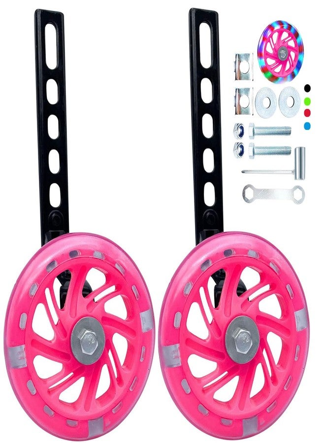 YTKD Training Wheels for Bicycle,Flash Mute Wheel Compatible for Bikes of 12-20 Inch 1 Pair (Upgraded Deep Pink) - Image 1
