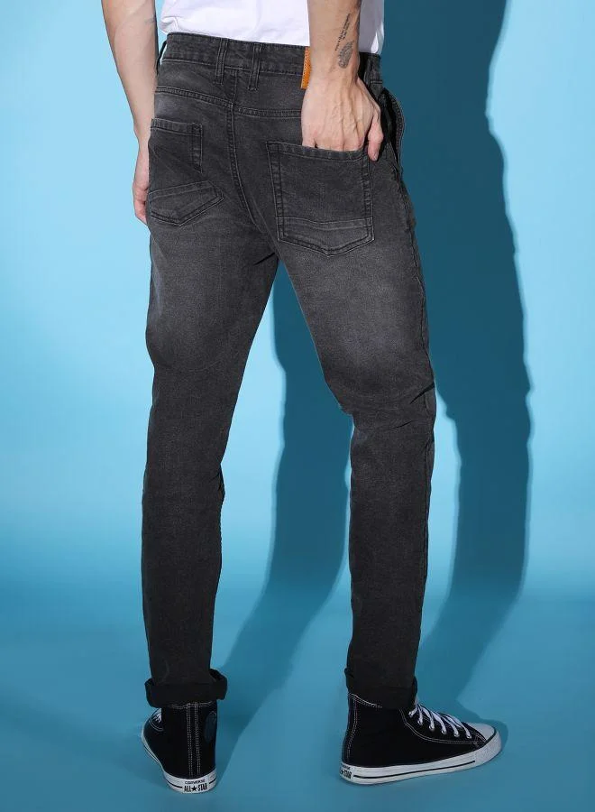 ذا انديان كراج كو Men Slim Fit Solid Mid-Rise Jeans