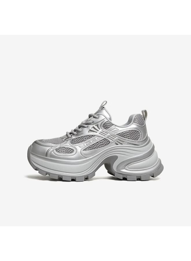 Tata Tata Interstellar Galaxy Thick-soled Dad Shoes Breathable Casual Sports Shoes  Silver Am6 Size 36 - Image 4
