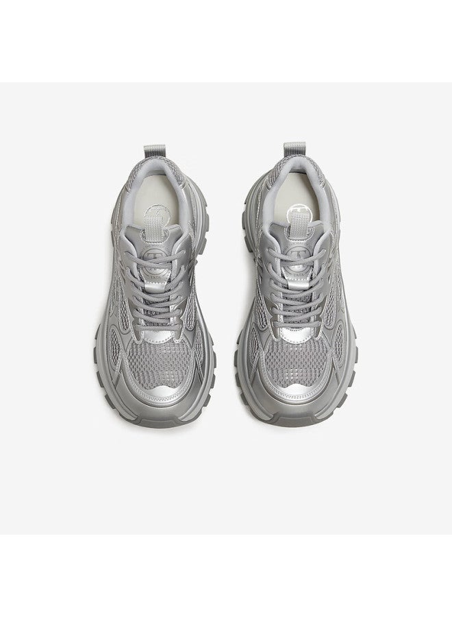 Tata Tata Interstellar Galaxy Thick-soled Dad Shoes Breathable Casual Sports Shoes  Silver Am6 Size 36 - Image 5