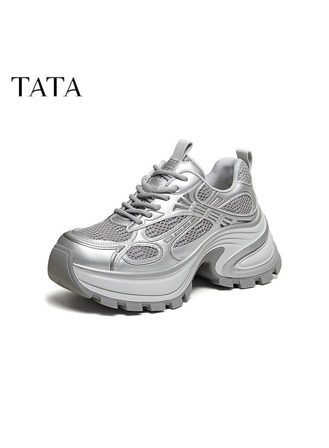 Tata Tata Interstellar Galaxy Thick-soled Dad Shoes Breathable Casual Sports Shoes  Silver Am6 Size 36 - Image 3