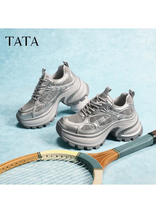 Tata Tata Interstellar Galaxy Thick-soled Dad Shoes Breathable Casual Sports Shoes  Silver Am6 Size 36 - Image 1