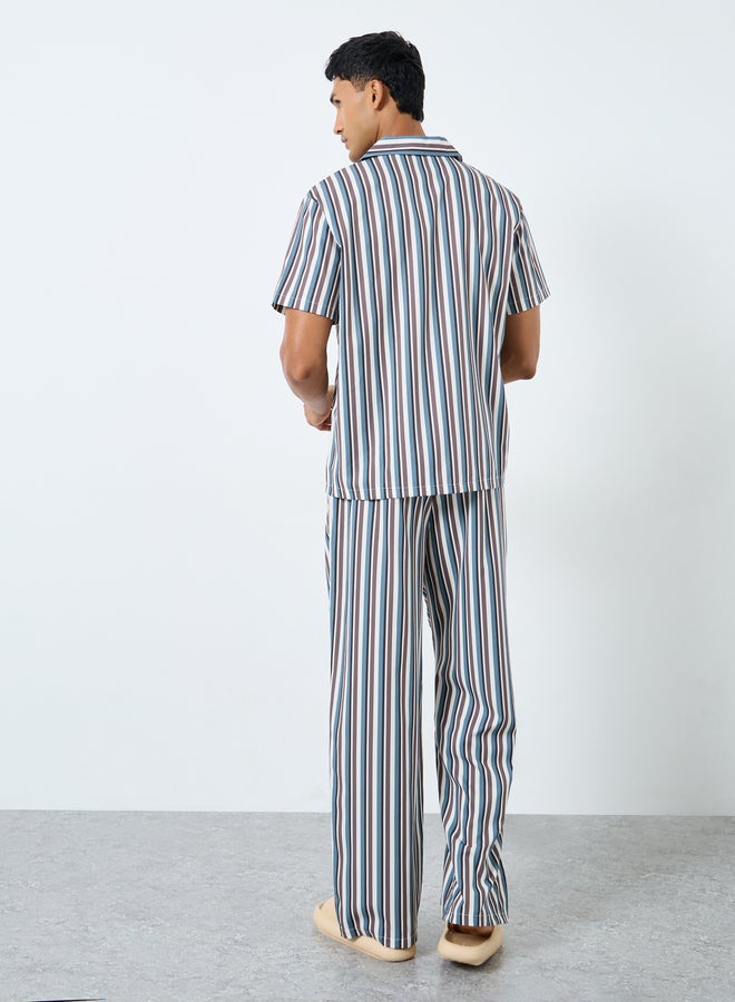 Styli Men Striped Shirt and Pyjama Set - Image 4