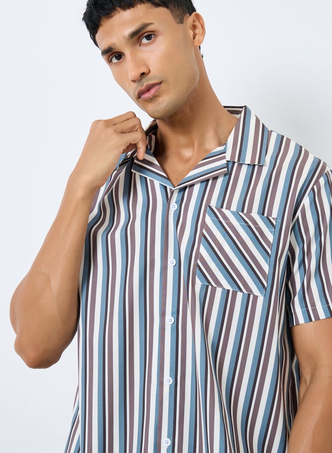 Styli Men Striped Shirt and Pyjama Set - Image 3