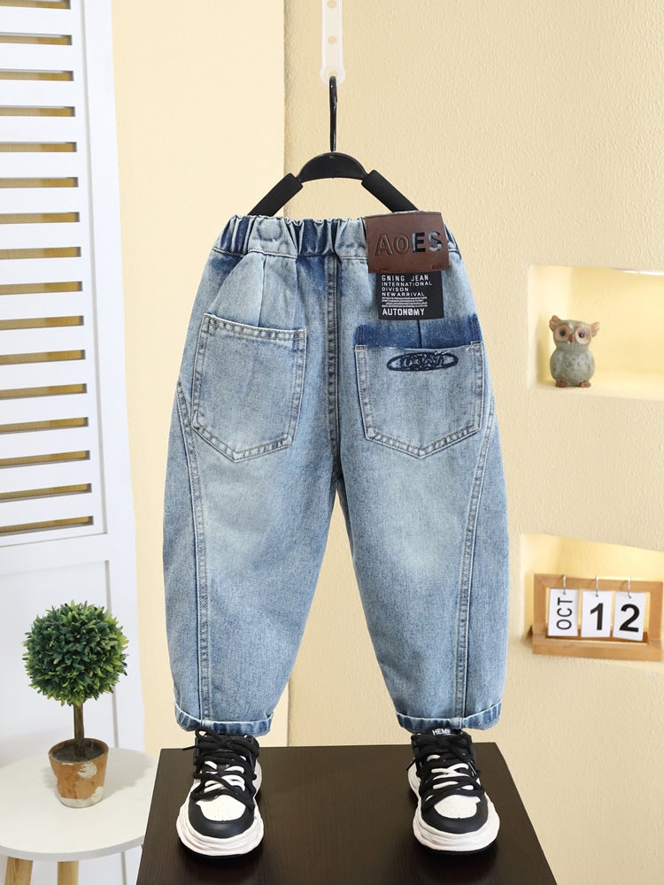 7597 Boys Jeans Children'S Western Style Straight Leg Pants Big Children'S Pants Boys Casual Pants - Image 3