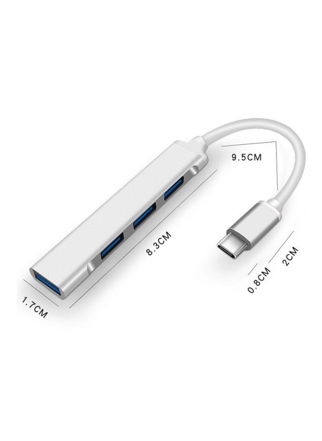 One-to-four Usb3.0 Docking Station Multi-interface Splitter Adapter U Disk Typec Laptop Expansion Dock-Number Of Interfaces:One For Four  Silver - Image 1