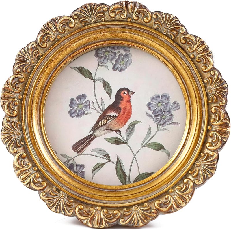 LIHOLO Round Picture Frames 3 x 3 inches, Antique Picture Frames, Vintage Picture Frames, Bird Picture Frames, Bronze Picture Frames, Wall Decor - Image 1