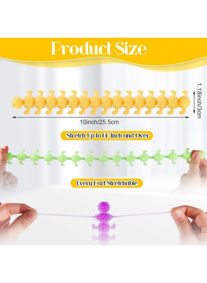 6 Pieces Stretchy Fidget Toy Luminous Sensory Fidget Toy Stretchy String Toys For Anxiety Stress Relief For Home School Autism Adhd Calming Relaxing, 6 Colors (Caterpillar Style) - Image 3