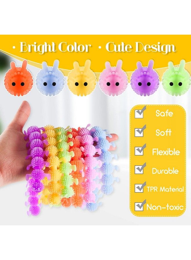 6 Pieces Stretchy Fidget Toy Luminous Sensory Fidget Toy Stretchy String Toys For Anxiety Stress Relief For Home School Autism Adhd Calming Relaxing, 6 Colors (Caterpillar Style) - Image 4