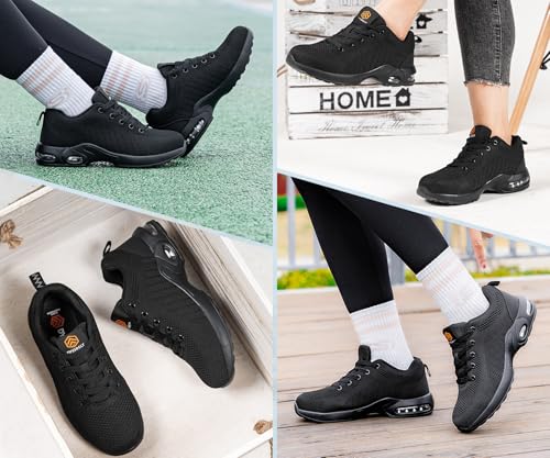 FENLERN Steel Toe Steel Toe Shoes for Women Lightweight Safety Safety Shoes Work Shoes Work Sneakers Comfortable Zapatos Punta de Acero Seguridad Trabajo para Mujer Size 7.5,Black - Image 4