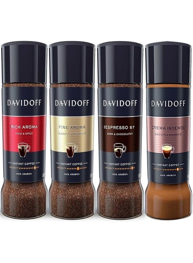 Davidoff Instant Coffee Combo Pack By Cougar | Rich Aroma, Fine Aroma, Espresso 57 & Crema Intense | 4 Jars x 100g Each | Premium 100% Arabica Coffee | Strong Aroma & Smooth Taste for Long Active Days - (Imported) - Image 1