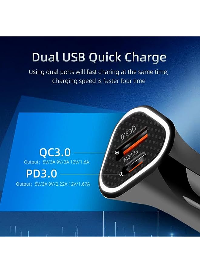 SUPREME - Car Charger, 38W Fast Car Phone Charger PD & QC3.0, Dual-Port USB C Cigarette Lighter Adapter for iPhone 14 13 Plus 12 XR 11 Pro Max iPad Pro Air 2 mini Galaxy S23 Ultra - Image 3