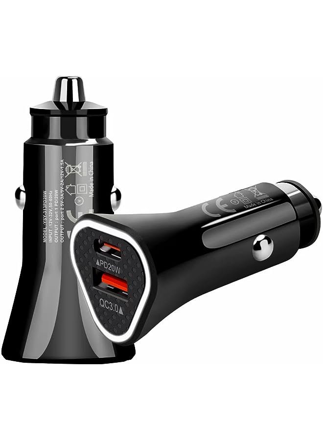 SUPREME - Car Charger, 38W Fast Car Phone Charger PD & QC3.0, Dual-Port USB C Cigarette Lighter Adapter for iPhone 14 13 Plus 12 XR 11 Pro Max iPad Pro Air 2 mini Galaxy S23 Ultra - Image 1