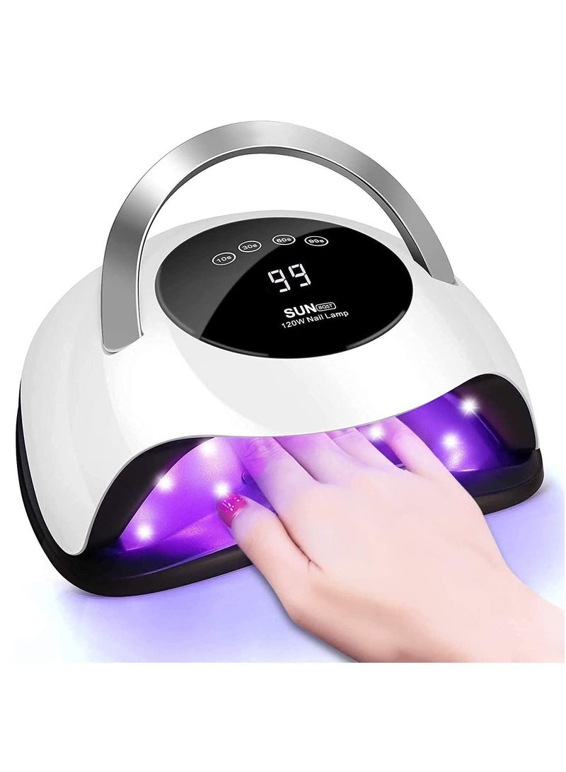 Sun 120W UV LED Nail Lamp, LED Nail Light Fast Nail Dryer for Gel Polish Manicure Professional Gel UV Light Nail Curing Lamp with 4 Timers, Auto Sensor Gel Nail Polish UV Light for Salon and Home Use - Image 1