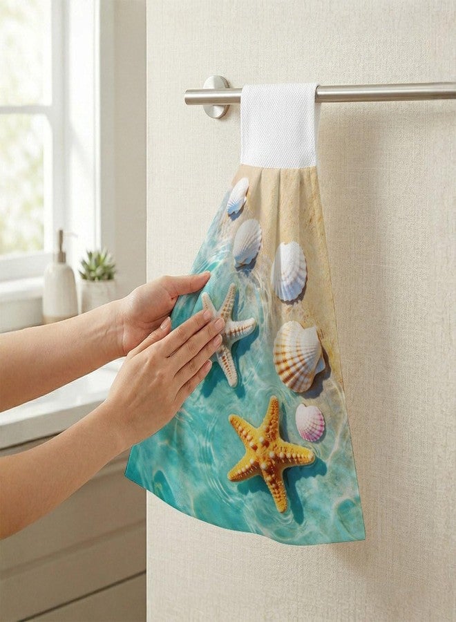 Vodbne Beach Sea Kitchen Hand Towels with Hanging Loops Absorbent Dish Towel, Ocean Drying Hanging Towels for Home Kitchen Bathroom - Image 5