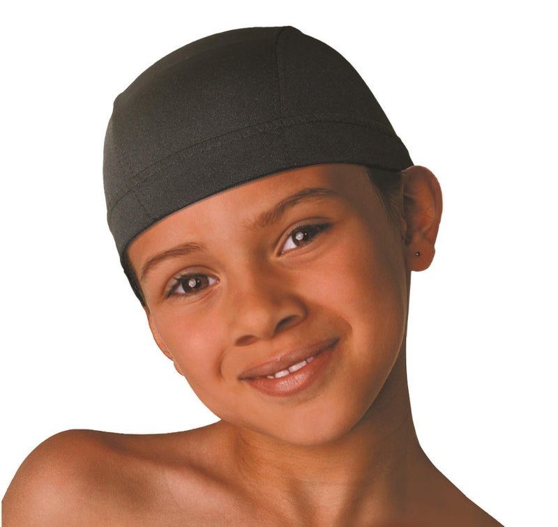 DONNA Kids Spandex Dome Cap - Shower Cap, Wig Cap, Satin Bonnet for Children - Comfortable, Stretchable, and Durable Headwear for Boys and Girls, Black Color 1PC - Image 3