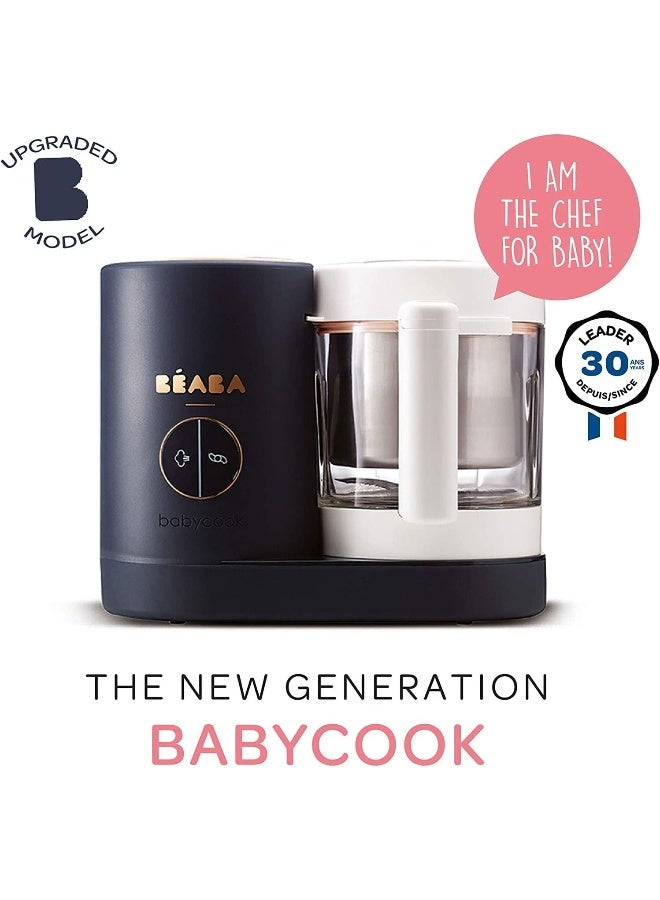 BEABA Babycook Neo Baby Food Maker 4 In 1 : Food Processor, Blender And Cooker Soft Steamer Cooking Quick Homemade Baby Food Glass Bowl Stainless Steel Tub Night Blue  - Image 2