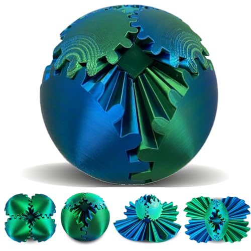 SANSGOUP Gear Sphere 3D Printed Gearsphere The Steampunk Whirling Wonder Fidget Gear Ball Gearsphere Cube Fidget Toy for Office and Home Stress Relief Cool Stuff Toys Gift for 3 Kids Adult Green - Image 1