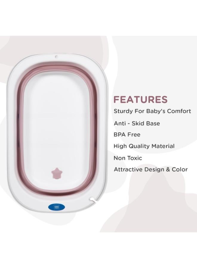 mee mee Foldable Baby Bath Tub with 3 Adjustable Positions – Pink - Image 2