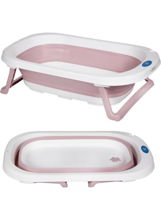 mee mee Foldable Baby Bath Tub with 3 Adjustable Positions – Pink - Image 1