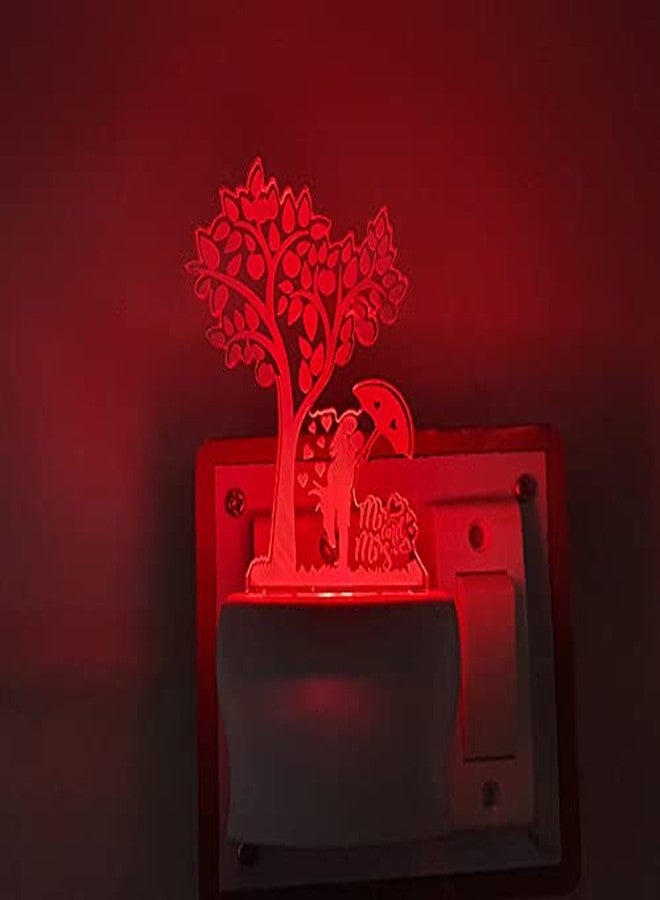 UKANI 7 Colour Changing 3D Illusion Love Couple with Umbrella Under Tree Design Night Lamp (Multicolour, 3 Inch) - Image 2